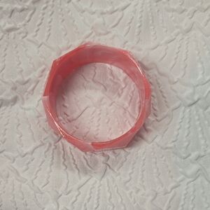 Pink and White Faceted Bangle Bracelet